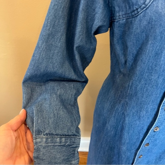 Ralph Lauren Women’s Denim Dress Size 10 VINTAGE Button Front Shoulder Pads 80’s - Picture 8 of 15